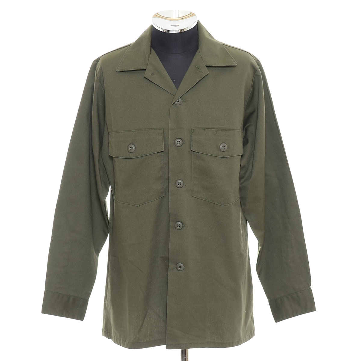 ●520635 MILITARY ミリタリー ●ユーティリティシャツ 80s 米軍 U.S.ARMY 3405-00-615-0026 サイズ15.5×33 メンズ グリーン拍卖