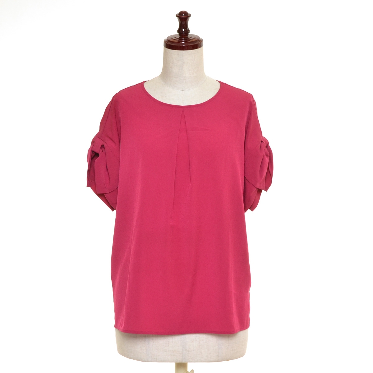 □477675 STRAWBERRY-FIELDS ストロベリーフィールズ ◯ブラウス シャツ カットソー リボンスリーブ プルオーバー レディース 2 ピンク拍卖