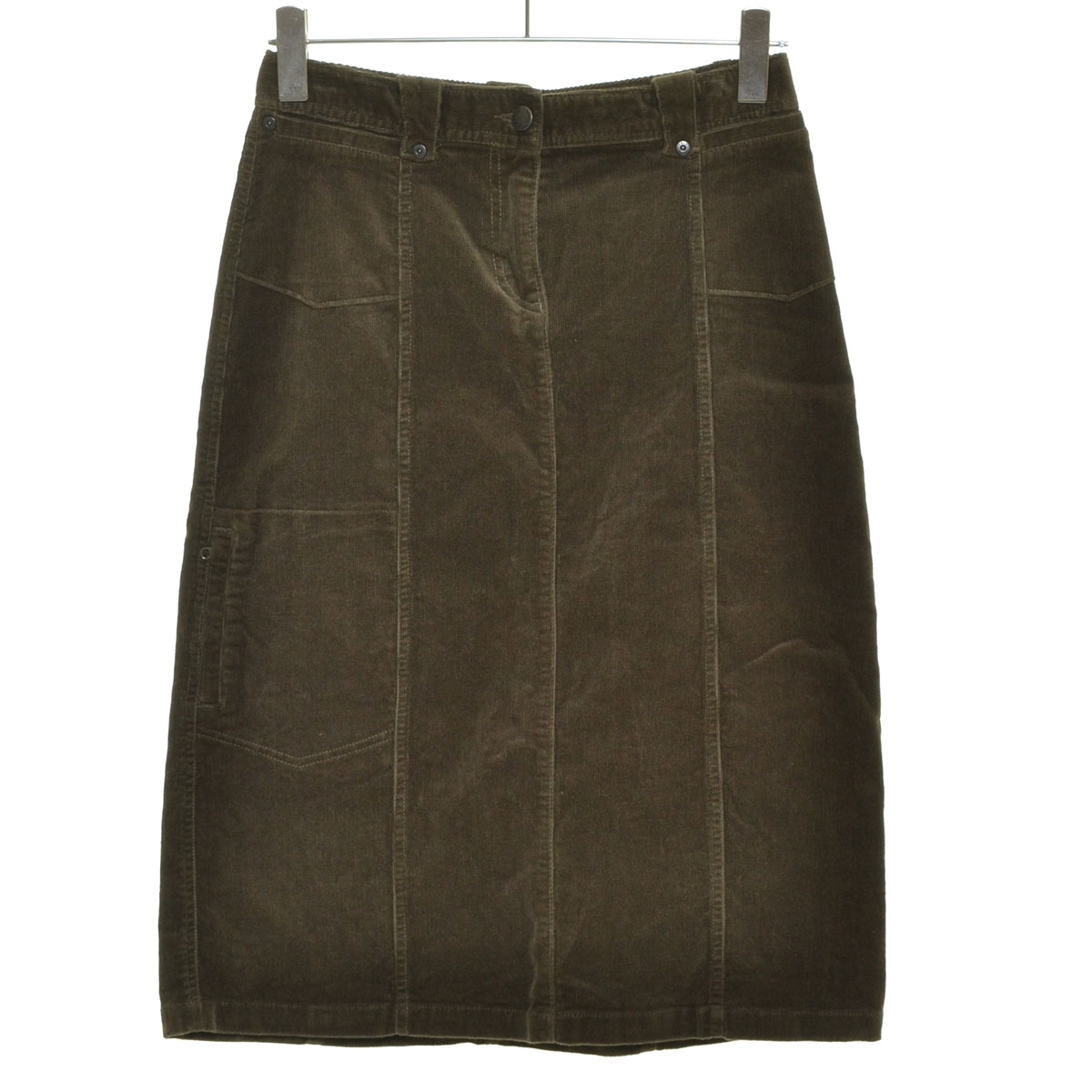 □519242 WOOLRICH ウールリッチ ◯ミディスカート コーデュロイタイトスカート サイズ4 レディース カーキ拍卖