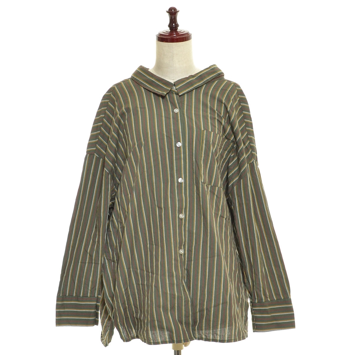 ■513536 URBAN RESEARCH アーバンリサーチ ●長袖シャツ バックカシュクールシャツ サイズF レディース グリーン拍卖