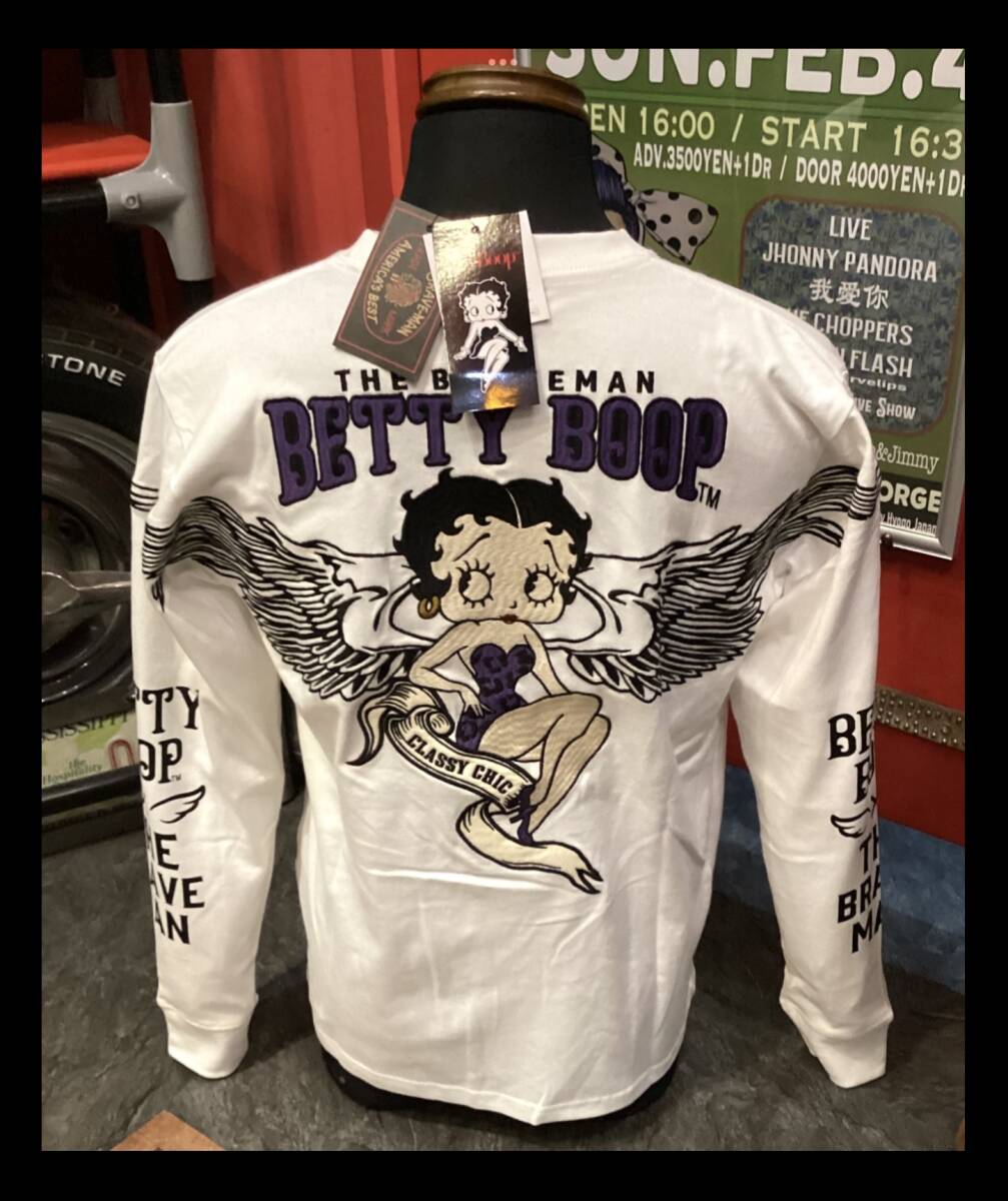 ベティブープ★新品★ロングT★2443【XXLサイズ】白★BETTYBOOP★刺繍★THEBRAVEMAN★BBB-2443★ネバーマインド★アメリカンロングリバー55拍卖