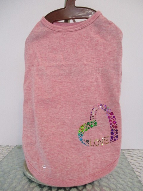 DOG CAT 犬 猫 ペット 服 綿 ラメ スパンコール クリスタル ライト ピンク 柄: ハート ラブ オリジナル 限定 新品 未使用 サイズ: 4号 33拍卖