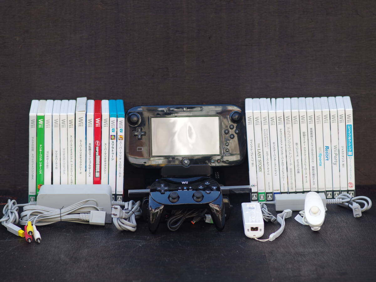 M11251 任天堂 WiiU すぐに遊べるフルセット 32GB 動作確認OK!! 人気ソフト23本 すべて起動チェックOK!! 120サイズ0608拍卖