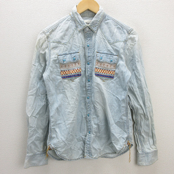 G■タケオキクチ/TKMIXPICE デニムウエスタンシャツ【M】青系/men's/107【中古】■拍卖