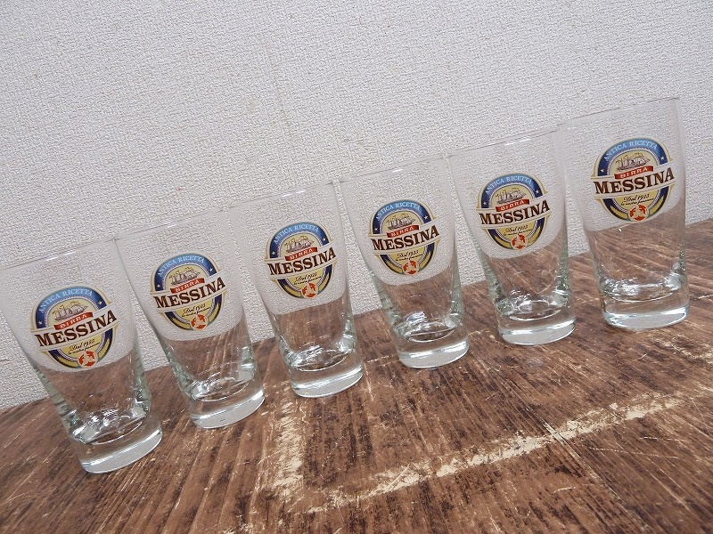 (☆BM)イタリアンビール BIRRA MESSINA ビッラ メッシーナ/ビアグラス タンブラー②6客セット 280ml 非売品 ガラス 販促品 レア コップ拍卖