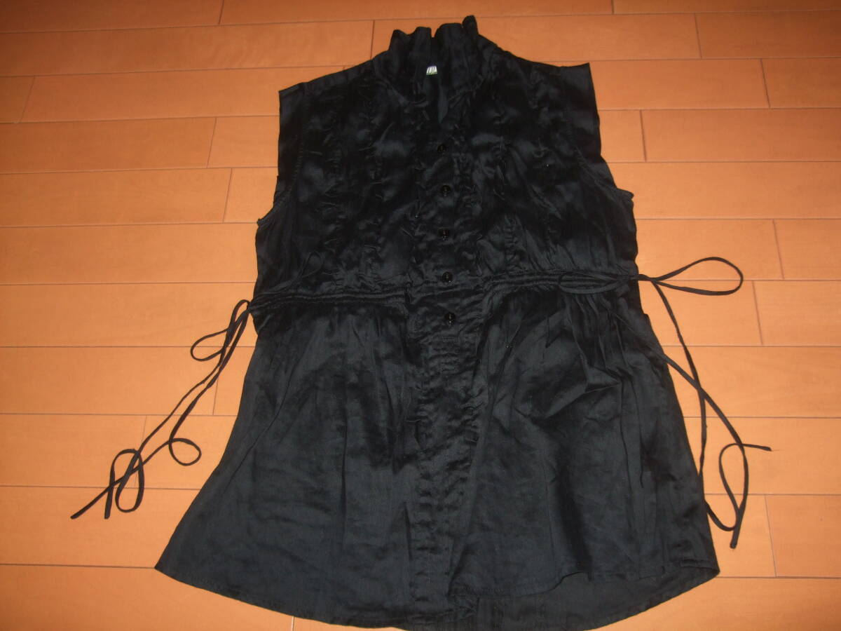 良品送料込即決☆イタリア製 IMPERIAL フリルスタンドカラーシャツ☆ブラック M拍卖