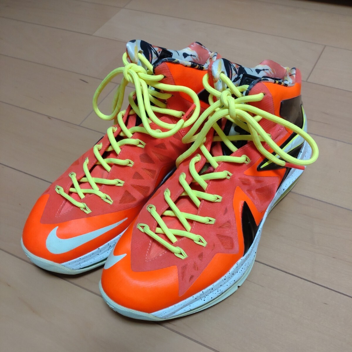 Nike LeBron X Elite 579827-800 TOTAL CRIMSON/FIBERGLASS-BLACK-VOLT 2013/06/08 ナイキ レブロン 10 エリート ジャンク品 27cm拍卖