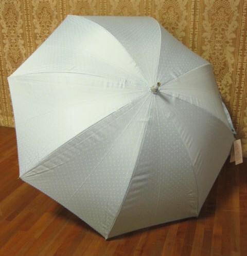 *新品*サックス×イエローピンドット*晴雨兼用*持ち手が伸びる長傘*99%UVPROTECT*紫外線対策*拍卖