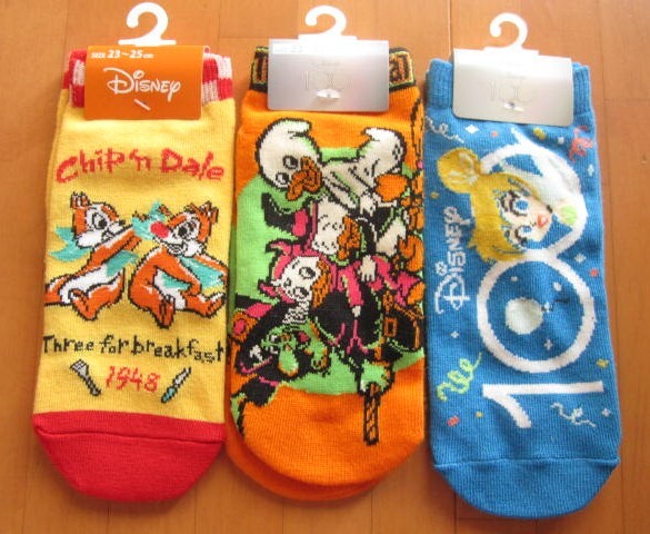 *新品*23-25㎝*Disney*ソックス3足*チップ&デール・ティンカーベル・ハロウィン*福助*拍卖