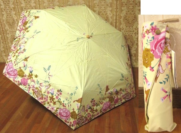 *新品*クリーム×花柄*晴雨兼用*折りたたみ傘*99%UVPROTECT*紫外線対策*GENUINE UMBRELIA WORKS*拍卖