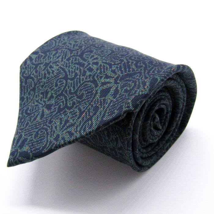 ユキサブロウワタナベ ブランド ネクタイ 総柄 リーフ柄 シルク 日本製 PO メンズ ネイビー YUKISABURO WATANABE拍卖