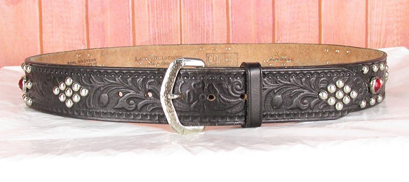 LYO17402 LAWFORD CLOTHING ロー フォード クロージング スタッズベルト Alternating Square and Diamond ブラック 30拍卖