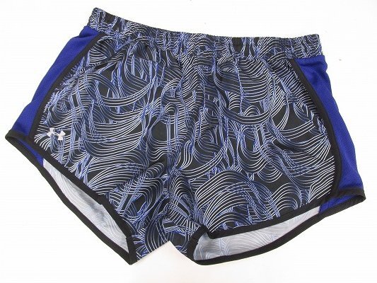 I6790:UNDER ARMOUR(アンダーアーマー)#1320581フライバイプリント ラインレスショーツ MD ランニングショーツ 青黒/レディース:3拍卖