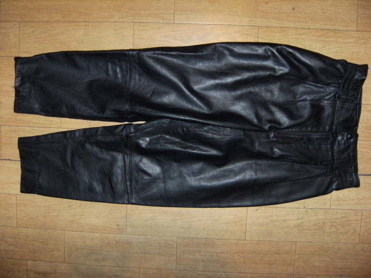 廃番★昭和レトロ★90年代★日本製★牛皮 レザーパンツ レザーズボン ディスコ バイカー バイク★アメカジ ヤンキー 不良 旧車 暴走族拍卖