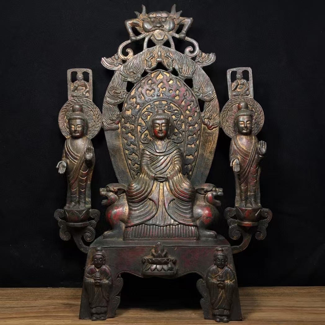 北魏 古銅器 秘藏 【 古銅 藏傳佛教 北魏佛像 恭請供奉 風水置物】 中國文玩 古美術品 高超的做工 精美的器型 8.12拍卖