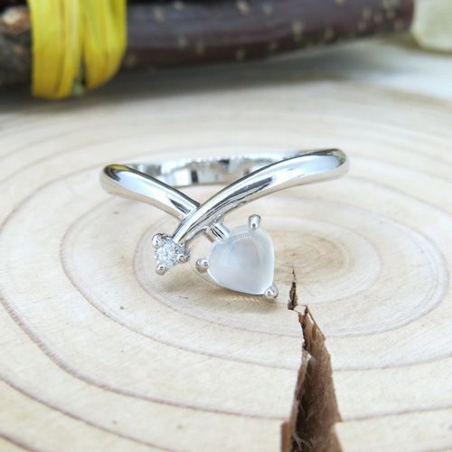 送料無料 ムーンストーン キュービックジルコニア 17号 リング ハート拍卖