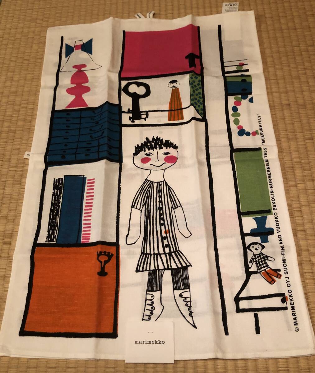クリックポスト送込♪マリメッコ♪ marimekko ♪限定レア MUKSUNHYLLY 子供部屋 棚 2柄 2枚セット ティータオル 未使用新品 拍卖