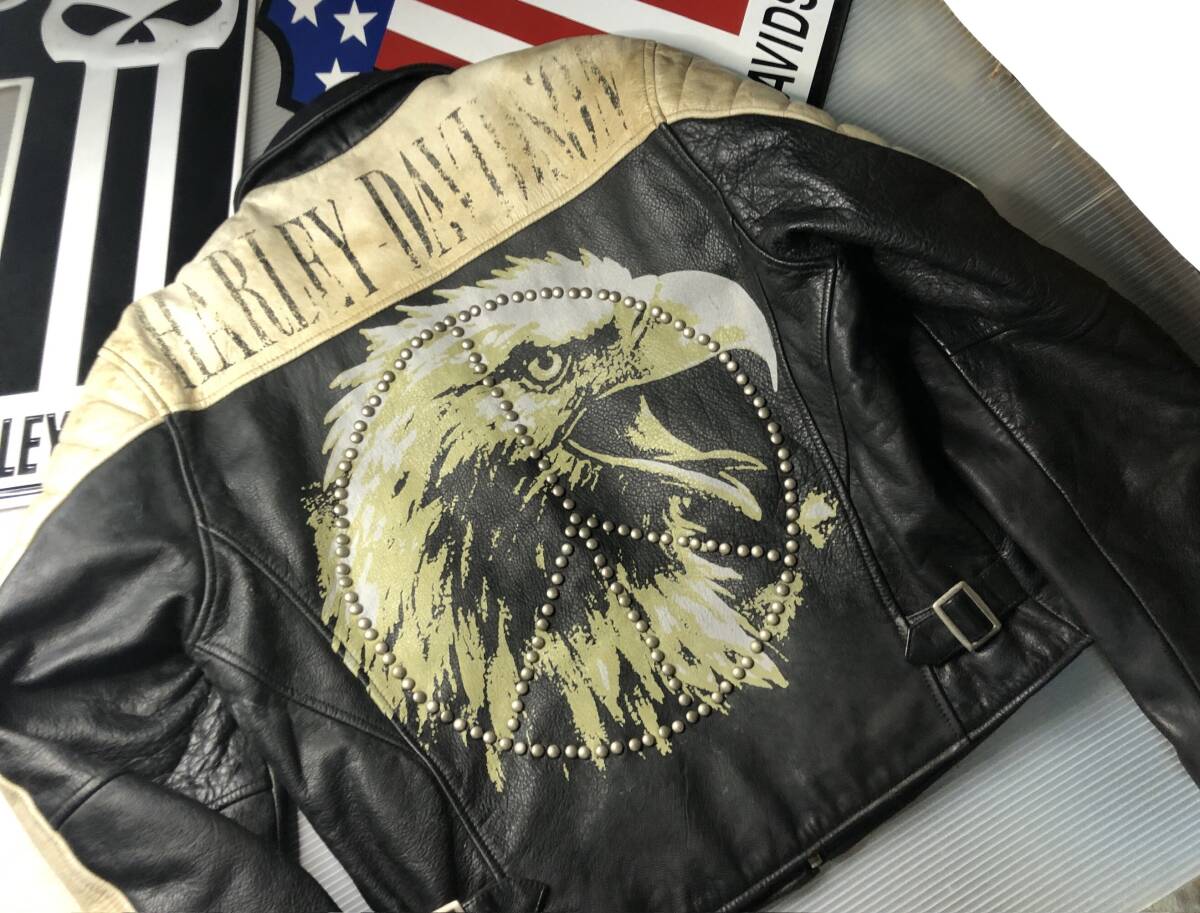 HARLEY DAVIDSON ハーレーダビッドソン ★レアモデル稀少スタッズ&大型イーグル・HDペイント・プリント ハーレーダビッドソン★拍卖