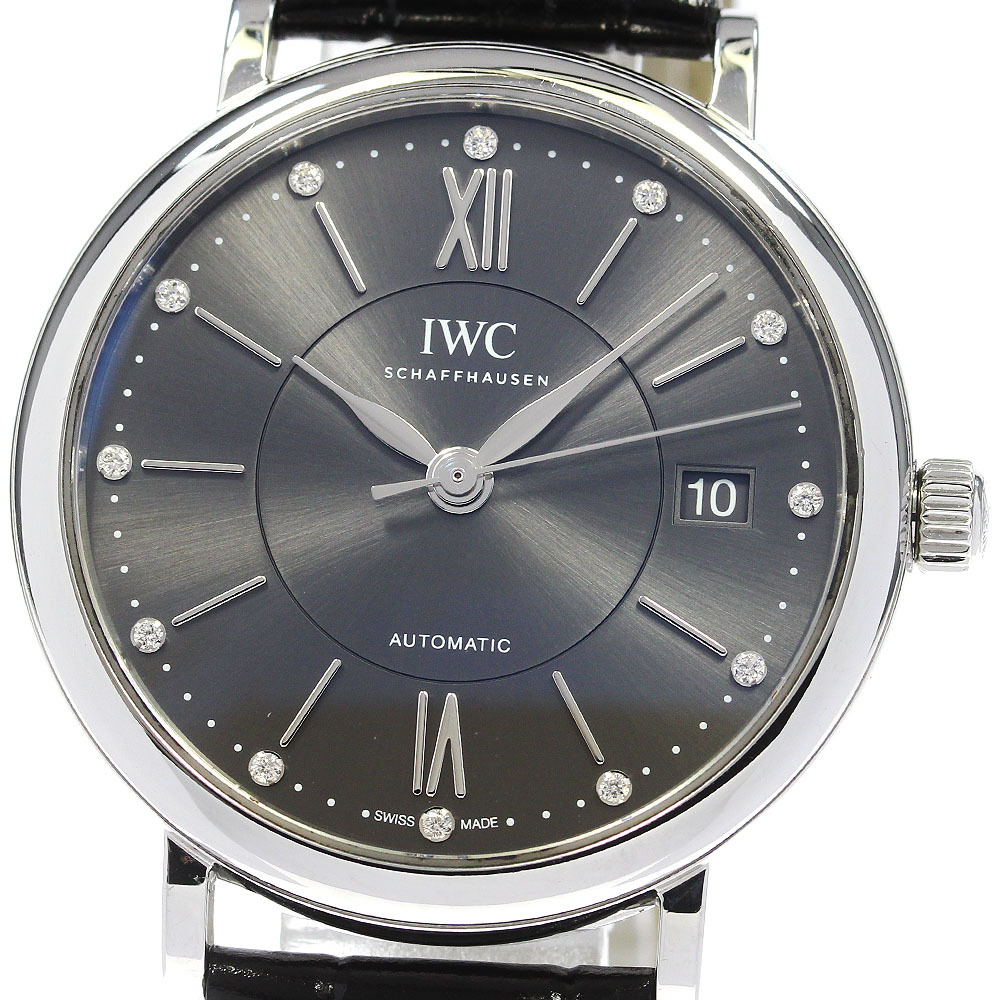 IWC SCHAFFHAUSEN IW458110 ポートフィノ オートマティック 37 12Pダイヤ 自動巻き ボーイズ 良品 _832057拍卖