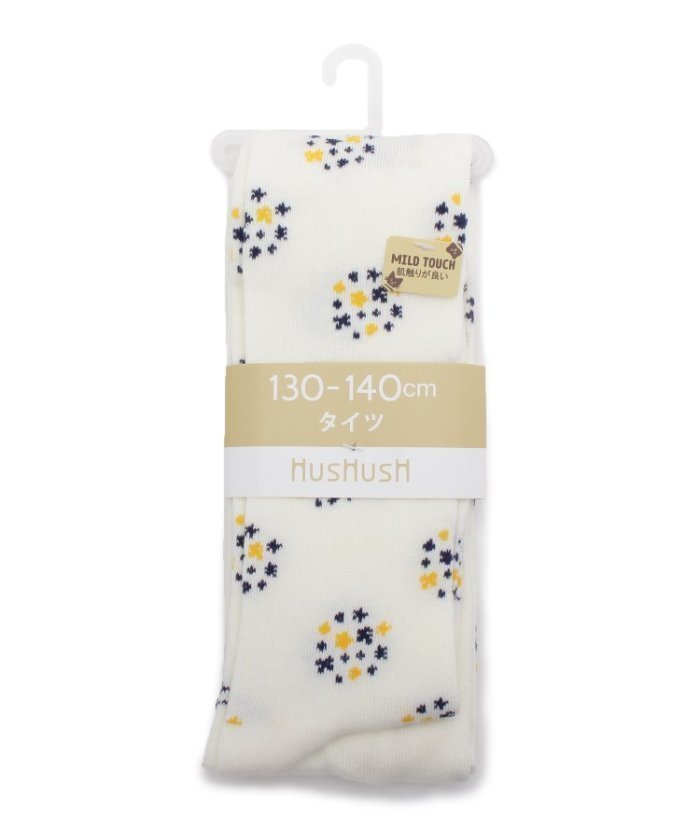 新品 HusHusH(Kids) 花柄タイツ ホワイト(102) 4(130~140cm) 定価1100円拍卖