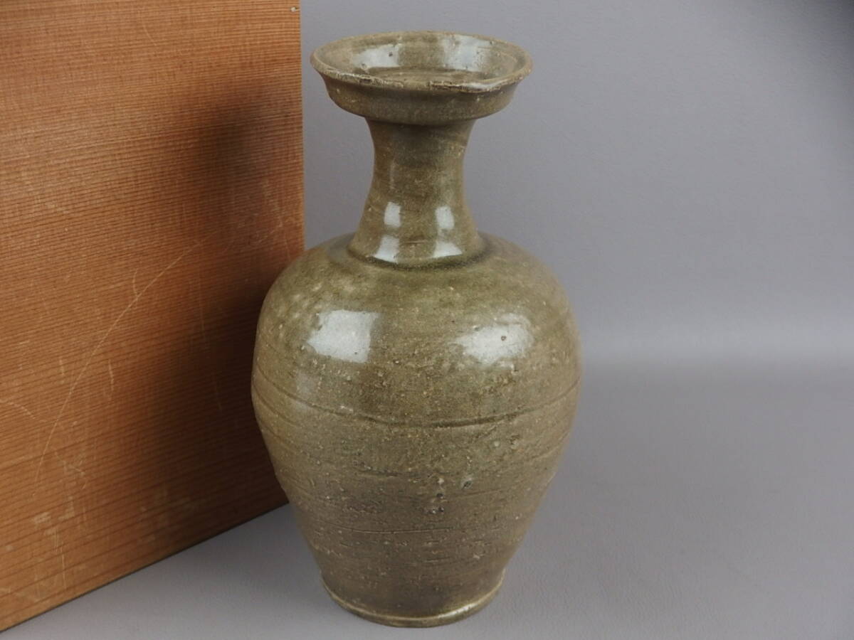 【骨董・茶道具】★李朝 高麗★★青磁徳利 盤口瓶 fn096stl.8 花生 花道 華道 花器拍卖