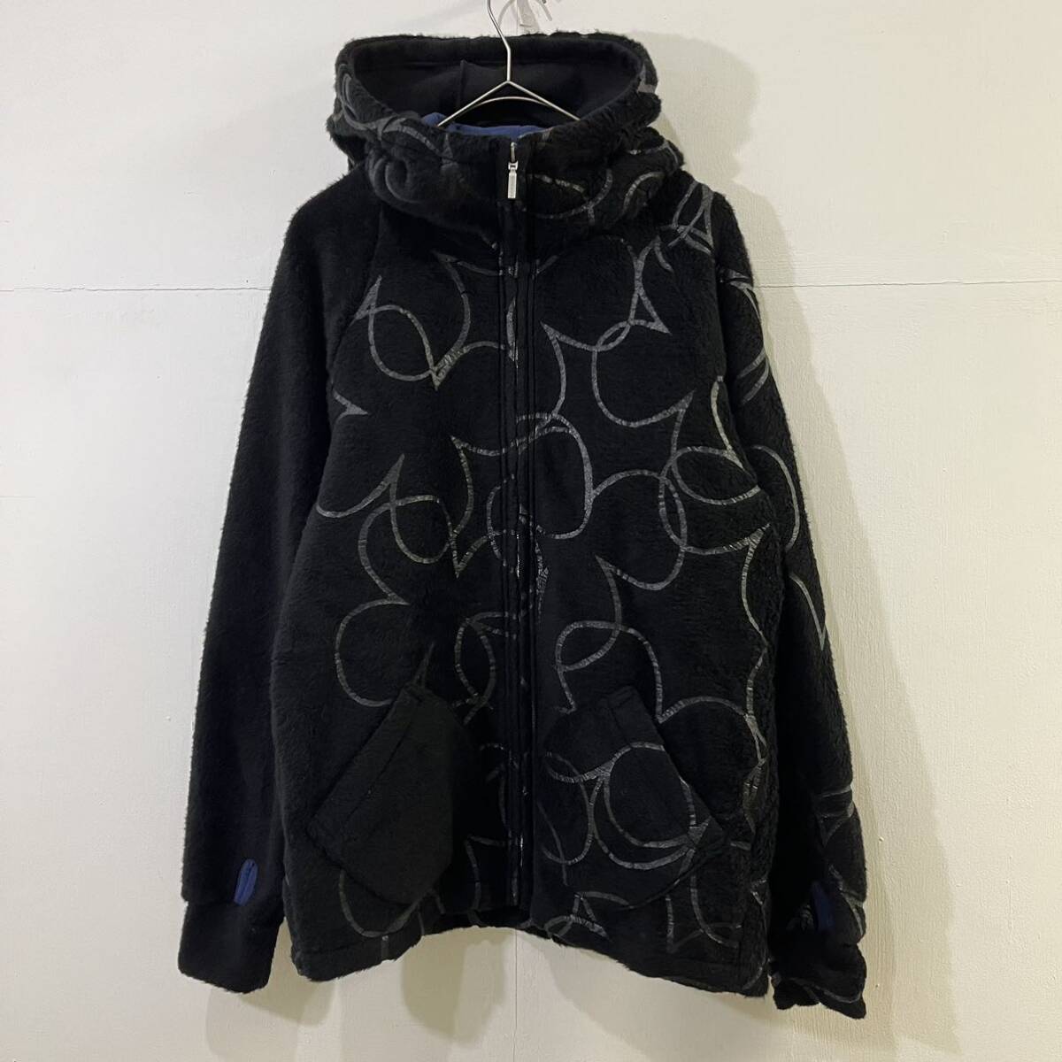 SOU・SOU × le coq sportif フリースジャケット ブルゾン ハンドプリント 黒 希少 ソウソウ ルコックスポルティフ【送料一律/同梱可能】E拍卖