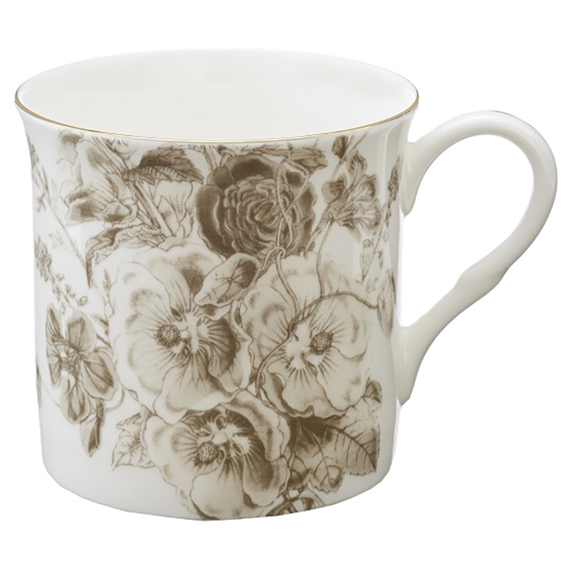 お花柄ベージュ系のマグカップ拍卖