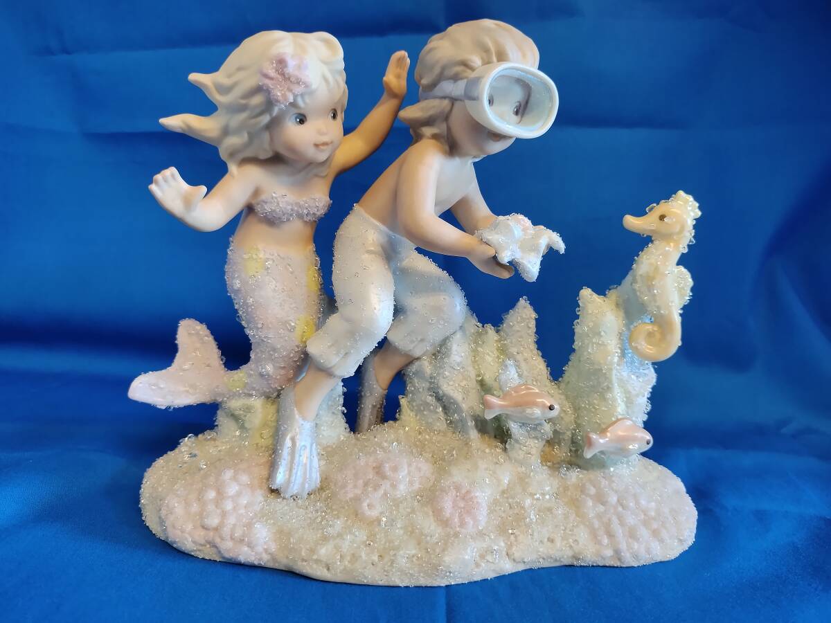 R647【新品・デッドストック】コーラル・キングダム 高さ15cm×幅18cm エネスコ 陶器 マーメイド人形 海 アンティークドール拍卖