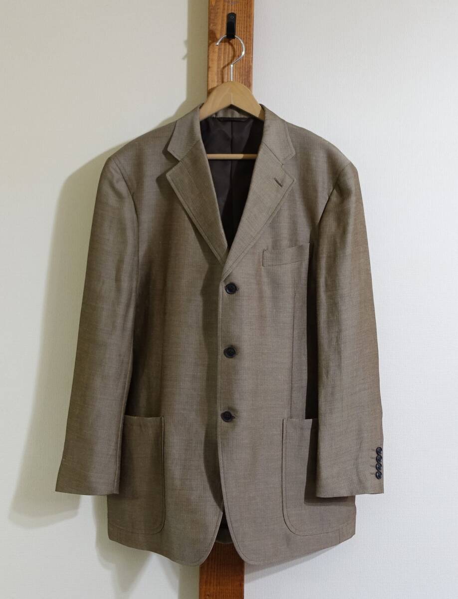 LLサイズ★Friday Plus/フライデープラス●テーラードジャケット 麻混 リネン混 ヘリンボーン ブラウン系拍卖