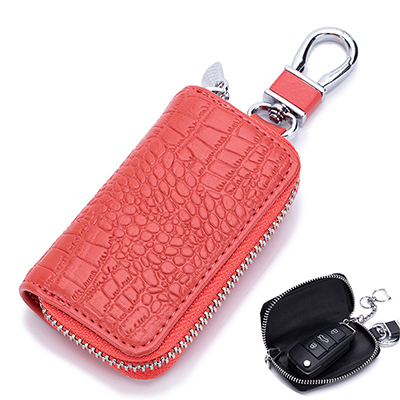 スマートキーケース 本革 鍵入れ 車 キーホルダー 男女兼用 レディース メンズ おしゃれ コンパクト オレンジ拍卖