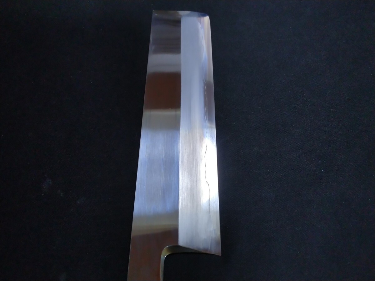 城山刃物製作所(堺業務用刃物メーカー直売)六寸 角薄刃 銀三鋼 平鏡面 朴八角柄 拍卖