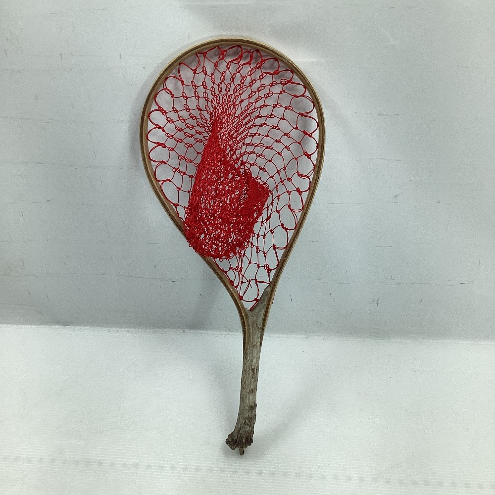 ΣΣ 釣り用品 釣り小物 鹿の角を使用したランディングネット 全長約40cm やや傷や汚れあり拍卖