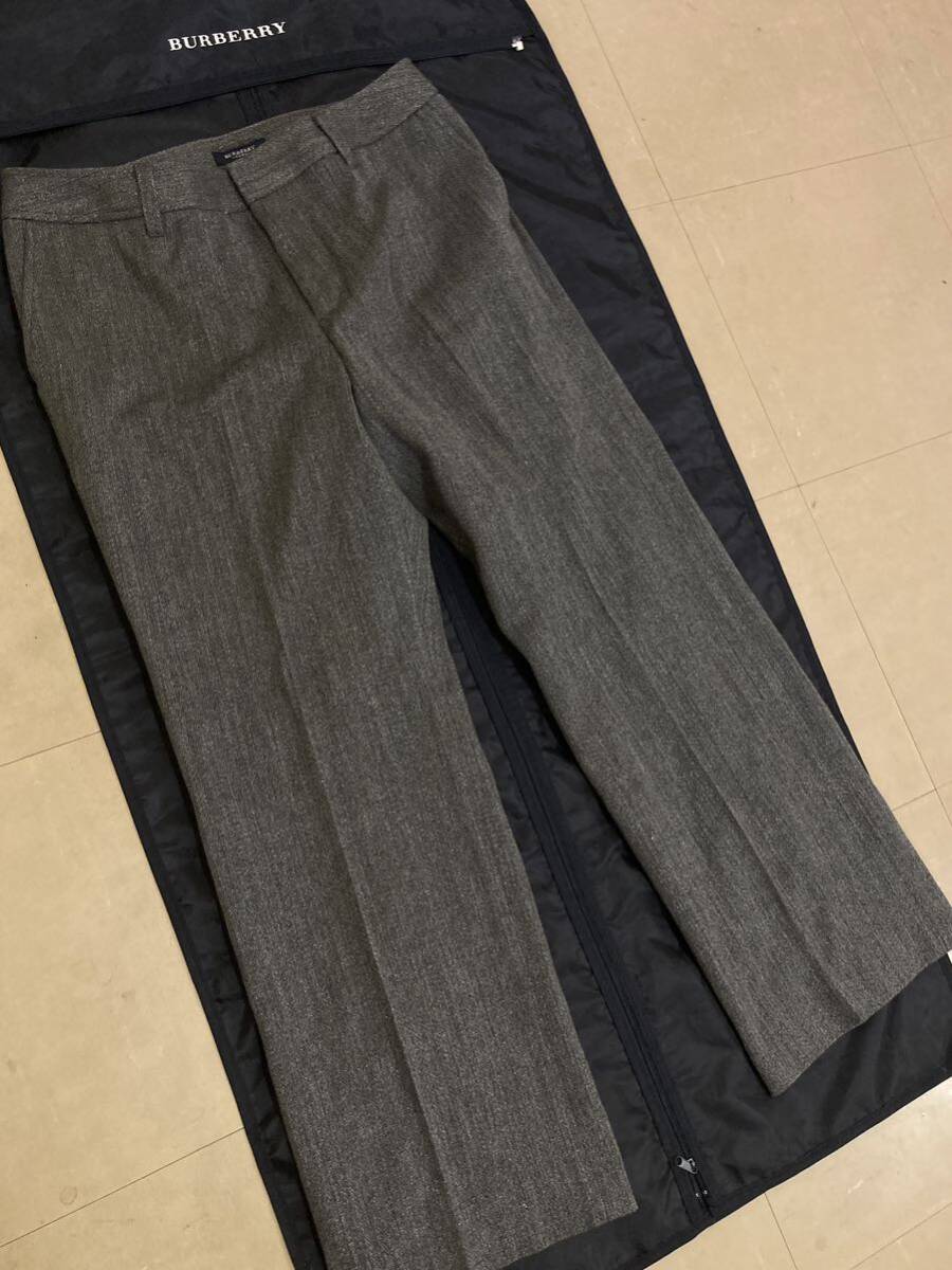 【秋冬】BURBERRYLONDON バーバリーロンドン レディース44 大きいサイズ ウールパンツ ラメ入スリット糸使用 フォーマルにも 日本製拍卖