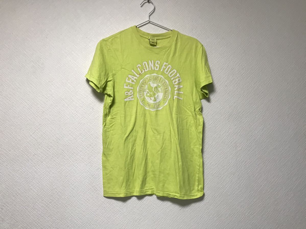 本物アバクロアンドフィッチAbercrombie&Fitchコットンプリント半袖TシャツメンズサーフアメカジミリタリーストリートイエローMマカオ製拍卖