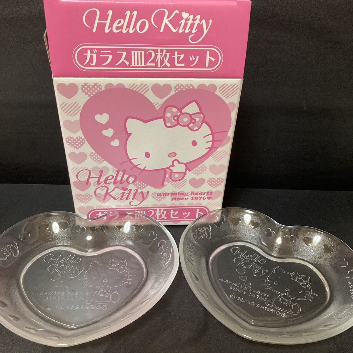 ハローキティ ガラス皿2枚セット キティちゃん HELLO KITTY グッズ 皿 ガラス皿 食器拍卖