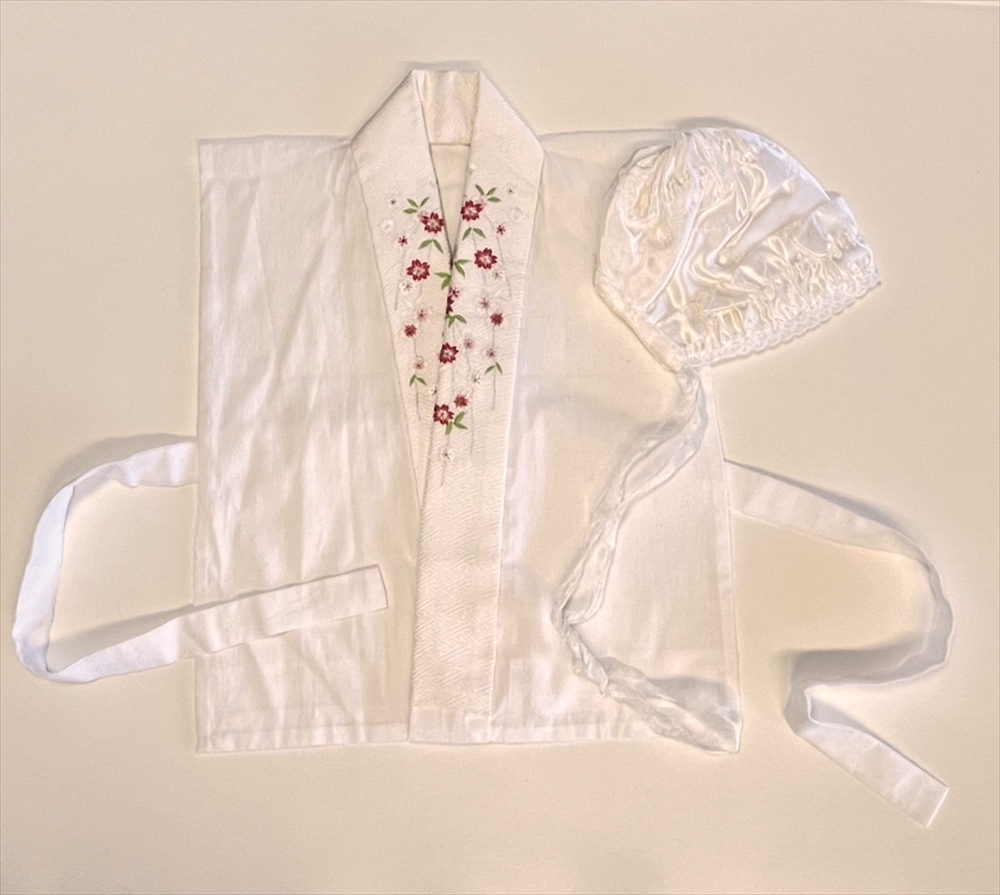 花とら●リサイクル 女児用半襦袢と帽子 刺繍衿付き 240801拍卖