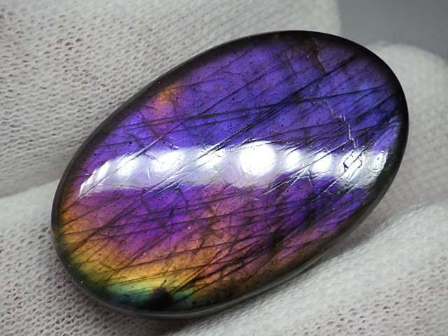 ★パープル ヴァイオレットラブラドライト★42.5ct/31.8mm★天然石曹灰長石★裸石ルースカボション鑑賞鉱物コレクション★kamesan拍卖