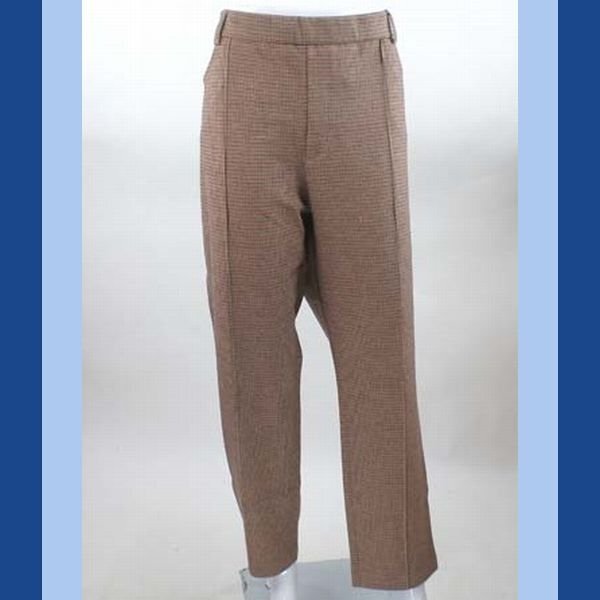 未使用 5L 股下65 ラク伸び 360度ストレッチ センターステッチパンツ ブラウンチェック 大きいサイズ拍卖