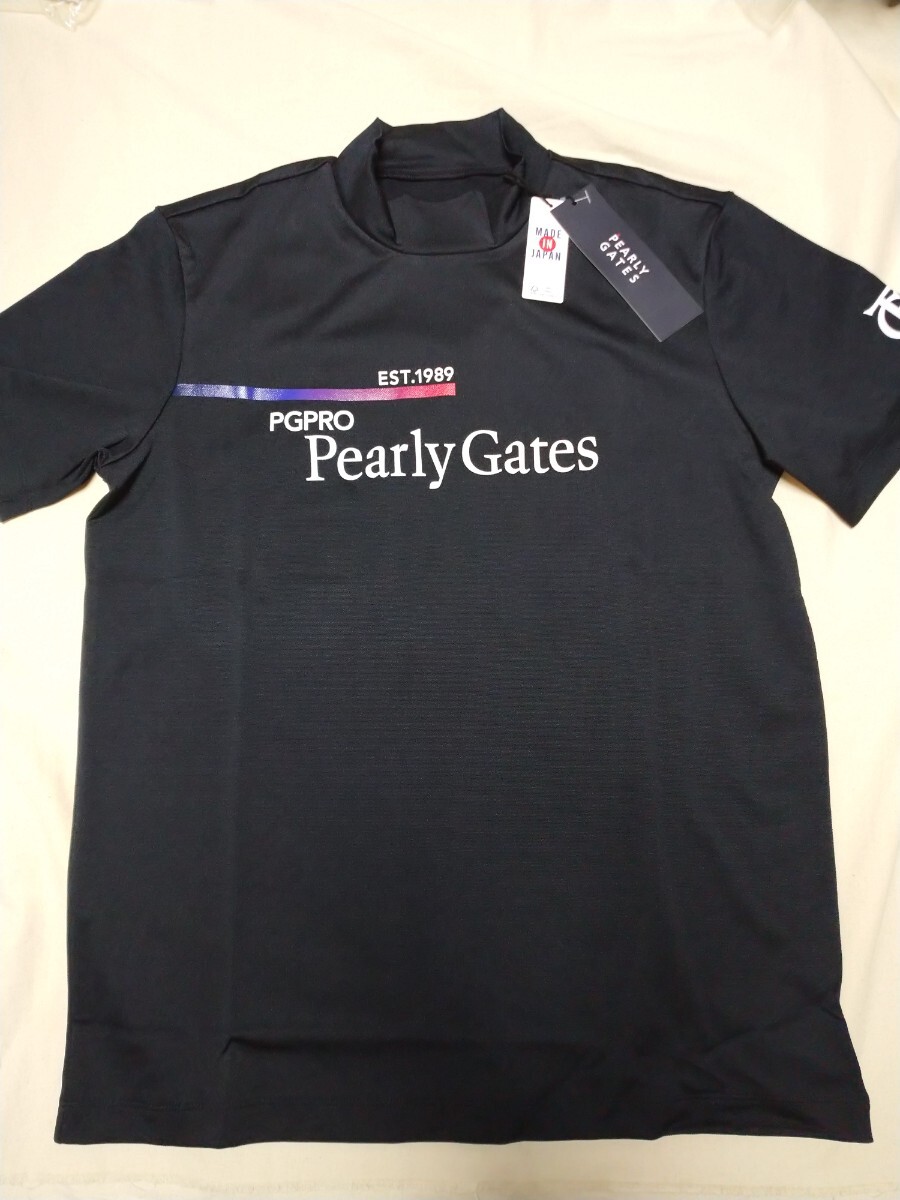 4 サイズ M パーリーゲイツ 半袖 ネイビー ハイネック メンズゴルフウェア拍卖