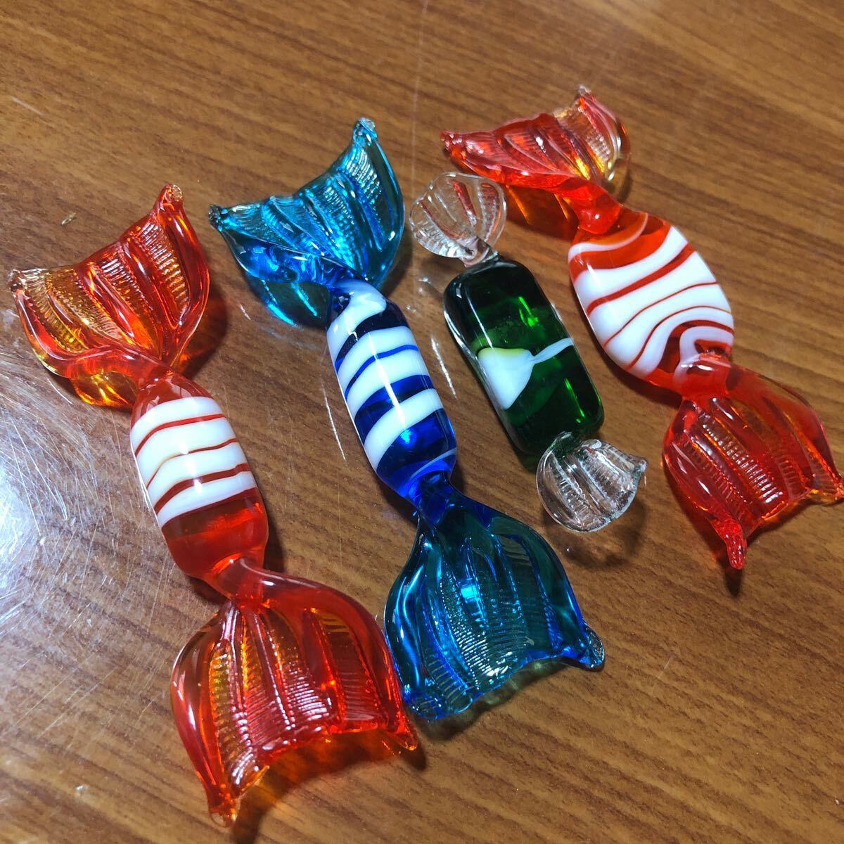 〈送料無料〉箸置き ベネチアングラス ベネチアンガラス キャンディ オーナメント オレンジ 青 飴 ガラス 硝子 ヴェネチア 工芸品 イタリア拍卖