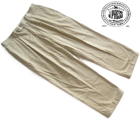 美品!!ジェイプレス J.PRESS*5ポケット 1プリーツ ストレッチコットンスラックス・パンツ W82 実寸M ベージュ Jプレス拍卖