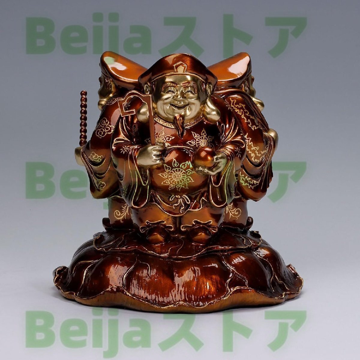 開運招福・三面大黒天 銅製 仏像 出世・必勝の守り神 疫病退散 金運グッズ 開運グッズ 厄除け ・ 高さ23cm拍卖