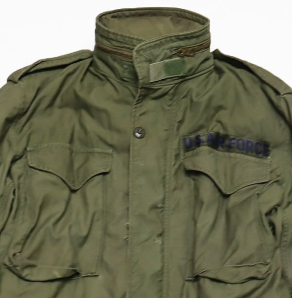 MJ97米軍実物USAFアルファーALPHAアメリカ古着フィールドジャケットM-65コンバットジャケット70’Sビンテージ緑系ミリタリーS空軍パッチ付拍卖