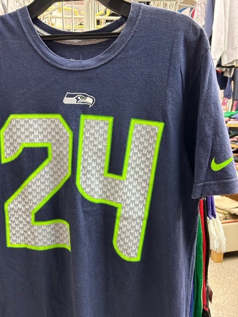 NFL シアトル シーホークス LYNCH リンチ #24 アメフト ナイキ Tシャツ 紺 M拍卖