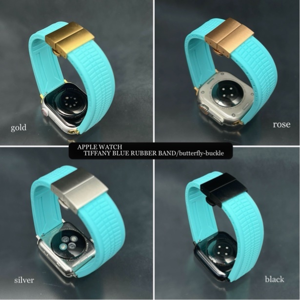 ティファニーブルー ラバー ベルト 49mm 49ミリ ウルトラ アップルウォッチ 24mm幅 ワイド ラバー ベルト 特殊バックル ultra Apple Watch拍卖