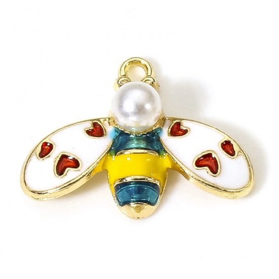 メタルチャーム 1個 ハチ蜂デザイン(White & Yellow)ペンダントトップパーツbee pendant拍卖
