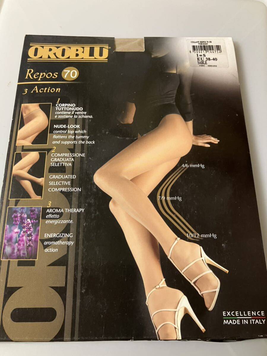 【送料無料】 OROBLU repos 70 3action S 38-40 SABLE 70デニール 厚手 タイツ オロブル イタリア製 高級 tights ベージュ系 着圧拍卖