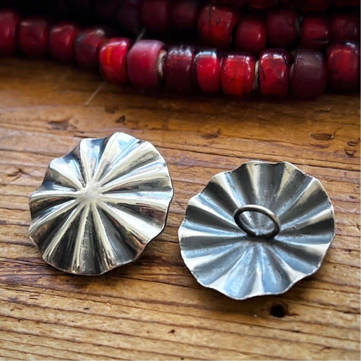 Silver925 アンブレラ コンチョ ループ式 フラワー アポロ 財布 レザークラフト シルバーRRLナバホHTCインディアン ジュエリーラリースミス拍卖