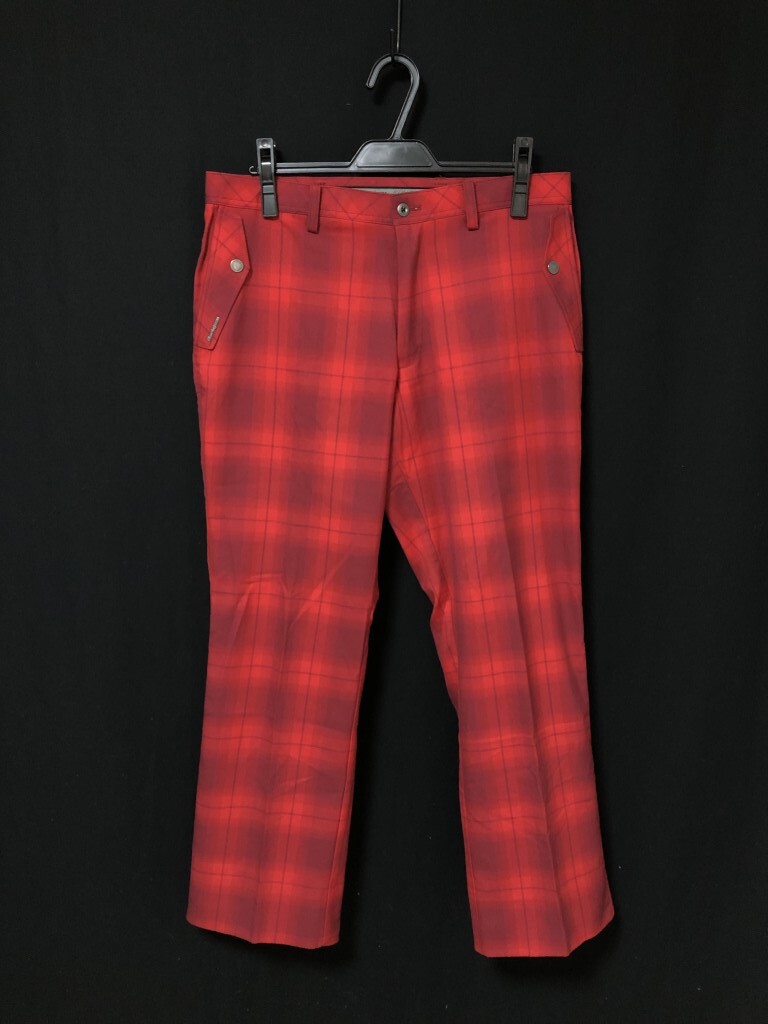 【Munsingwear】マンシングウェア ゴルフ スラックス パンツ サイズ85 オンブレチェック レッド拍卖