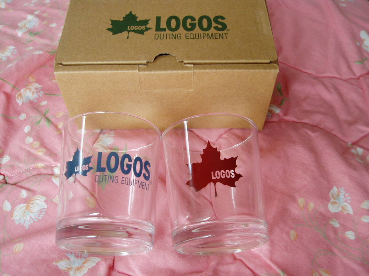 未使用【LOGOS】ガラスタンブラー2個組(赤&青)220ml 口径7.5×高さ8.5cm拍卖